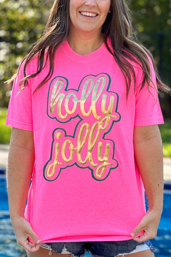 Holly Jolly Tee - Metallic Puff and Glitter