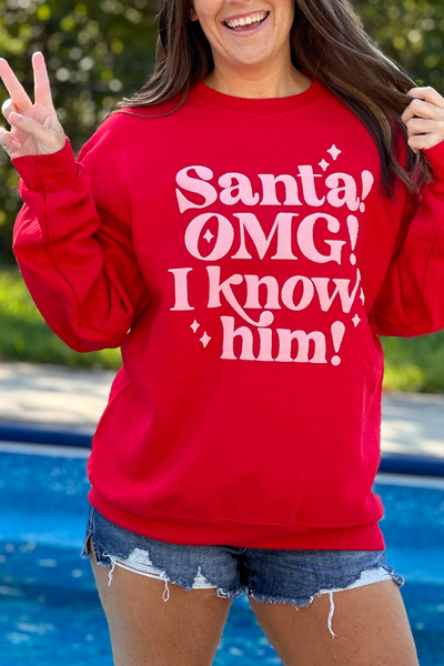 Santa! OMG! I Know Him! Puff Sweatshirt